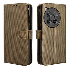 Custodia Portafoglio In Pelle Cover con Supporto BY1 per OnePlus 12R 5G Marrone