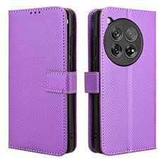 Custodia Portafoglio In Pelle Cover con Supporto BY1 per OnePlus 12R 5G Viola