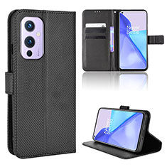 Custodia Portafoglio In Pelle Cover con Supporto BY1 per OnePlus 9 5G Nero