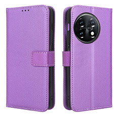 Custodia Portafoglio In Pelle Cover con Supporto BY1 per OnePlus Ace 2 5G Viola