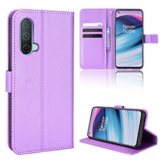 Custodia Portafoglio In Pelle Cover con Supporto BY1 per OnePlus Nord CE 5G Viola