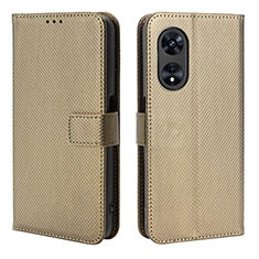 Custodia Portafoglio In Pelle Cover con Supporto BY1 per Oppo A1 5G Marrone