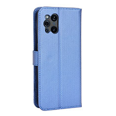 Custodia Portafoglio In Pelle Cover con Supporto BY1 per Oppo Find X3 Pro 5G Blu