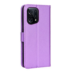 Custodia Portafoglio In Pelle Cover con Supporto BY1 per Oppo Find X5 5G Viola