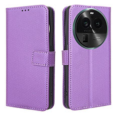 Custodia Portafoglio In Pelle Cover con Supporto BY1 per Oppo Find X6 Pro 5G Viola