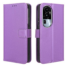 Custodia Portafoglio In Pelle Cover con Supporto BY1 per Oppo Reno10 Pro+ Plus 5G Viola