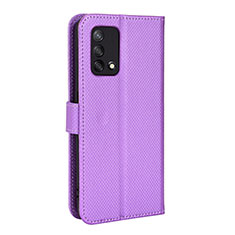 Custodia Portafoglio In Pelle Cover con Supporto BY1 per Oppo Reno6 Lite Viola