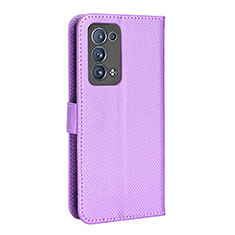 Custodia Portafoglio In Pelle Cover con Supporto BY1 per Oppo Reno6 Pro+ Plus 5G Viola