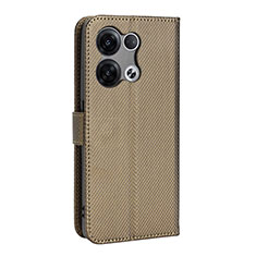 Custodia Portafoglio In Pelle Cover con Supporto BY1 per Oppo Reno8 Pro+ Plus 5G Marrone