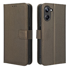 Custodia Portafoglio In Pelle Cover con Supporto BY1 per Realme 10 Pro 5G Marrone