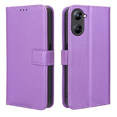 Custodia Portafoglio In Pelle Cover con Supporto BY1 per Realme 10S 5G Viola