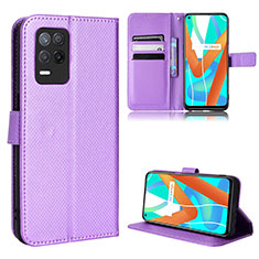 Custodia Portafoglio In Pelle Cover con Supporto BY1 per Realme 8 5G Viola