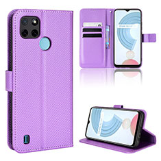 Custodia Portafoglio In Pelle Cover con Supporto BY1 per Realme C21Y Viola