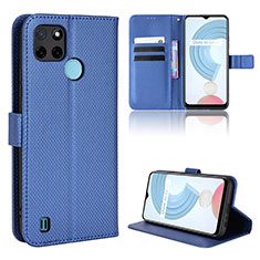 Custodia Portafoglio In Pelle Cover con Supporto BY1 per Realme C25Y Blu