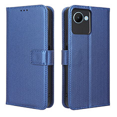 Custodia Portafoglio In Pelle Cover con Supporto BY1 per Realme C30 Blu