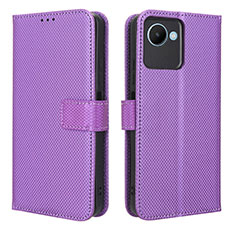 Custodia Portafoglio In Pelle Cover con Supporto BY1 per Realme C30s Viola