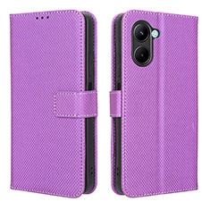 Custodia Portafoglio In Pelle Cover con Supporto BY1 per Realme C33 (2023) Viola