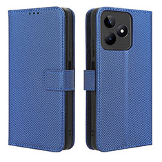 Custodia Portafoglio In Pelle Cover con Supporto BY1 per Realme C51 Blu