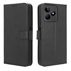 Custodia Portafoglio In Pelle Cover con Supporto BY1 per Realme C53 India Nero