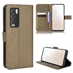 Custodia Portafoglio In Pelle Cover con Supporto BY1 per Realme GT Master Explorer 5G Marrone