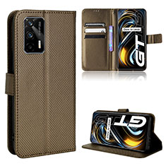 Custodia Portafoglio In Pelle Cover con Supporto BY1 per Realme GT Neo 5G Marrone