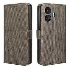 Custodia Portafoglio In Pelle Cover con Supporto BY1 per Realme GT Neo5 SE 5G Marrone