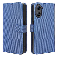 Custodia Portafoglio In Pelle Cover con Supporto BY1 per Realme Q5x 5G Blu