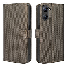 Custodia Portafoglio In Pelle Cover con Supporto BY1 per Realme V30t 5G Marrone