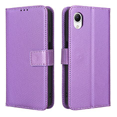 Custodia Portafoglio In Pelle Cover con Supporto BY1 per Samsung Galaxy A23 5G SC-56C Viola