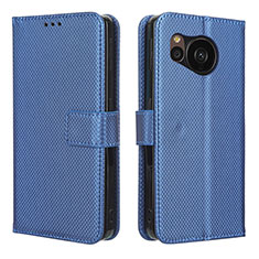 Custodia Portafoglio In Pelle Cover con Supporto BY1 per Sharp Aquos Sense7 Plus Blu