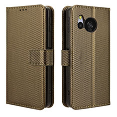 Custodia Portafoglio In Pelle Cover con Supporto BY1 per Sharp Aquos Sense8 Marrone