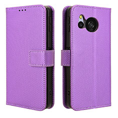 Custodia Portafoglio In Pelle Cover con Supporto BY1 per Sharp Aquos Sense8 Viola