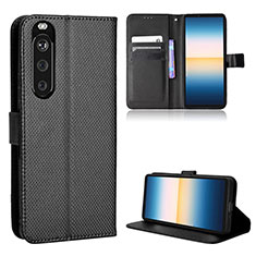 Custodia Portafoglio In Pelle Cover con Supporto BY1 per Sony Xperia 1 III Nero