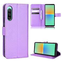 Custodia Portafoglio In Pelle Cover con Supporto BY1 per Sony Xperia 10 IV Viola