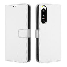 Custodia Portafoglio In Pelle Cover con Supporto BY1 per Sony Xperia 5 IV Bianco