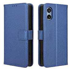 Custodia Portafoglio In Pelle Cover con Supporto BY1 per Sony Xperia 5 V Blu