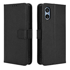 Custodia Portafoglio In Pelle Cover con Supporto BY1 per Sony Xperia 5 V Nero