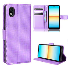 Custodia Portafoglio In Pelle Cover con Supporto BY1 per Sony Xperia Ace III SO-53C Viola