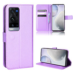 Custodia Portafoglio In Pelle Cover con Supporto BY1 per Vivo X60 Pro+ Plus 5G Viola