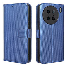 Custodia Portafoglio In Pelle Cover con Supporto BY1 per Vivo X90 Pro 5G Blu