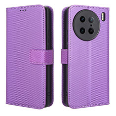 Custodia Portafoglio In Pelle Cover con Supporto BY1 per Vivo X90 Pro 5G Viola