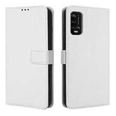 Custodia Portafoglio In Pelle Cover con Supporto BY1 per Wiko Power U20 Bianco