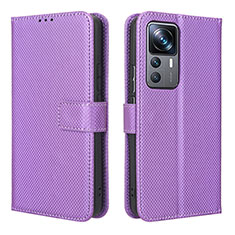 Custodia Portafoglio In Pelle Cover con Supporto BY1 per Xiaomi Mi 12T 5G Viola