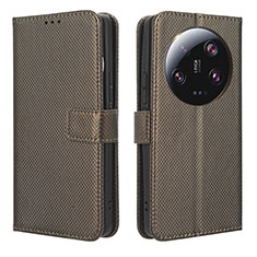 Custodia Portafoglio In Pelle Cover con Supporto BY1 per Xiaomi Mi 13 Ultra 5G Marrone