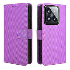 Custodia Portafoglio In Pelle Cover con Supporto BY1 per Xiaomi Mi 14 5G Viola