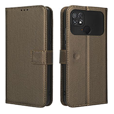 Custodia Portafoglio In Pelle Cover con Supporto BY1 per Xiaomi Poco C40 Marrone