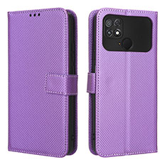 Custodia Portafoglio In Pelle Cover con Supporto BY1 per Xiaomi Poco C40 Viola