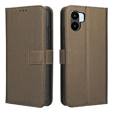 Custodia Portafoglio In Pelle Cover con Supporto BY1 per Xiaomi Poco C51 Marrone