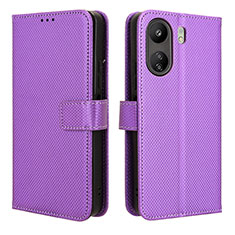 Custodia Portafoglio In Pelle Cover con Supporto BY1 per Xiaomi Poco C65 Viola