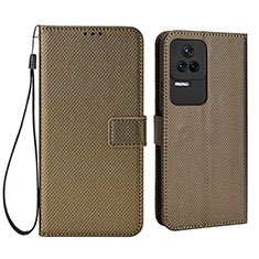 Custodia Portafoglio In Pelle Cover con Supporto BY1 per Xiaomi Poco F4 5G Marrone